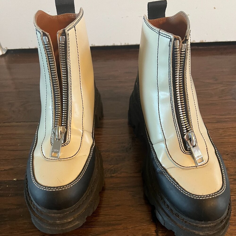 Ganni Leather Zipper Boots